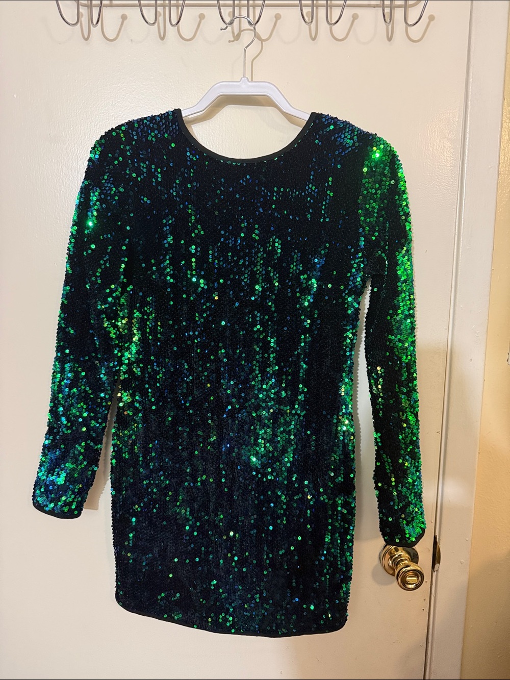 Charlotte Russe Green and Teal Sequin Long Sleeve Dress